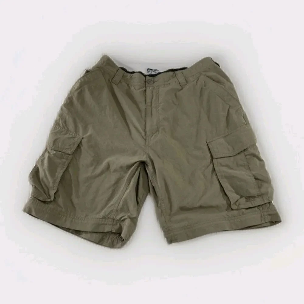 REI Mens Cargo Hiking Shorts Green L Nylon Lightweight Outdoor Casual Utility